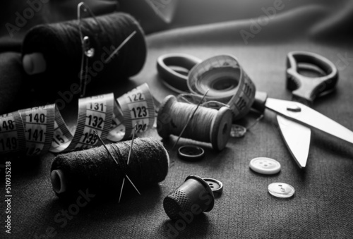 Fotografia, Obraz Retro tools for cutting and sewing