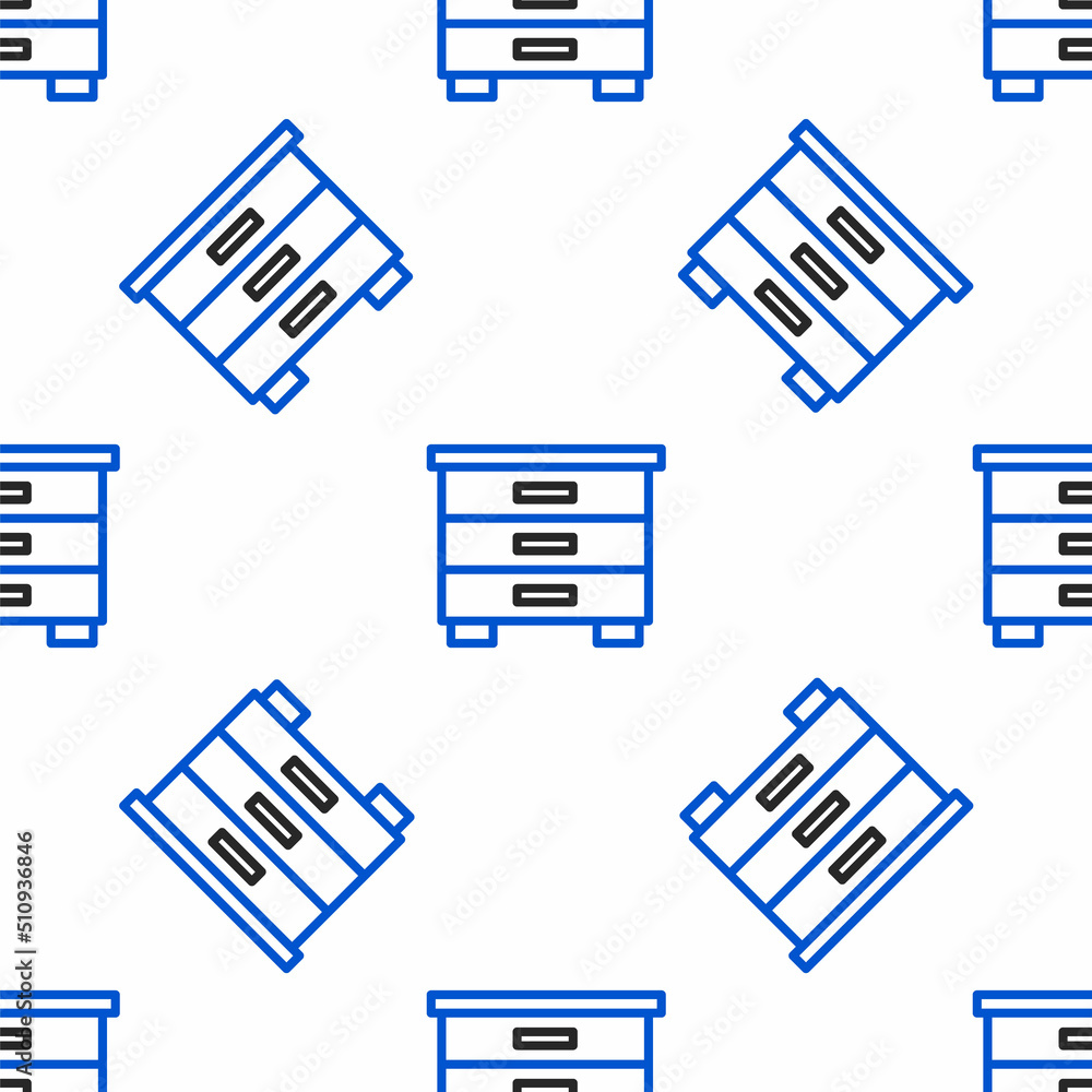 Line Furniture nightstand icon isolated seamless pattern on white background. Colorful outline concept. Vector Line Furniture nightstand icon isolated seamless pattern on white background. Colorful outline concept. Vector