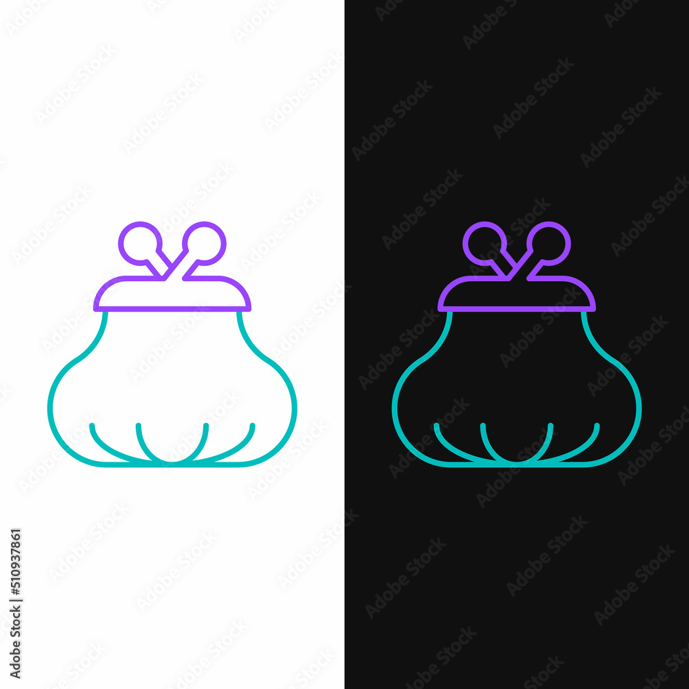 Line Wallet icon isolated on white and black background. Purse icon. Cash savings symbol. Colorful outline concept. Vector Line Wallet icon isolated on white and black background. Purse icon. Cash savings symbol. Colorful outline concept. Vector