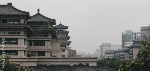 landscape photography of xian city with chinese architecture buildings in china