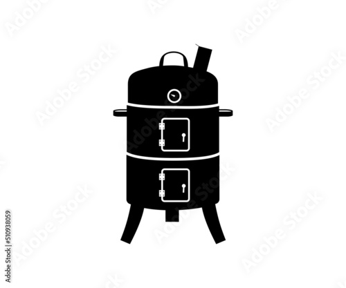 Round Charcoal BBQ Grill Smoker Vector Icon