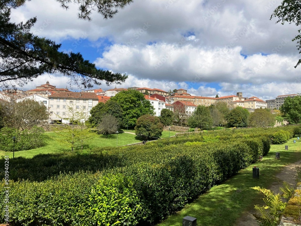 Jardines en la parte posterior de Santiago de Compostela, Galicia