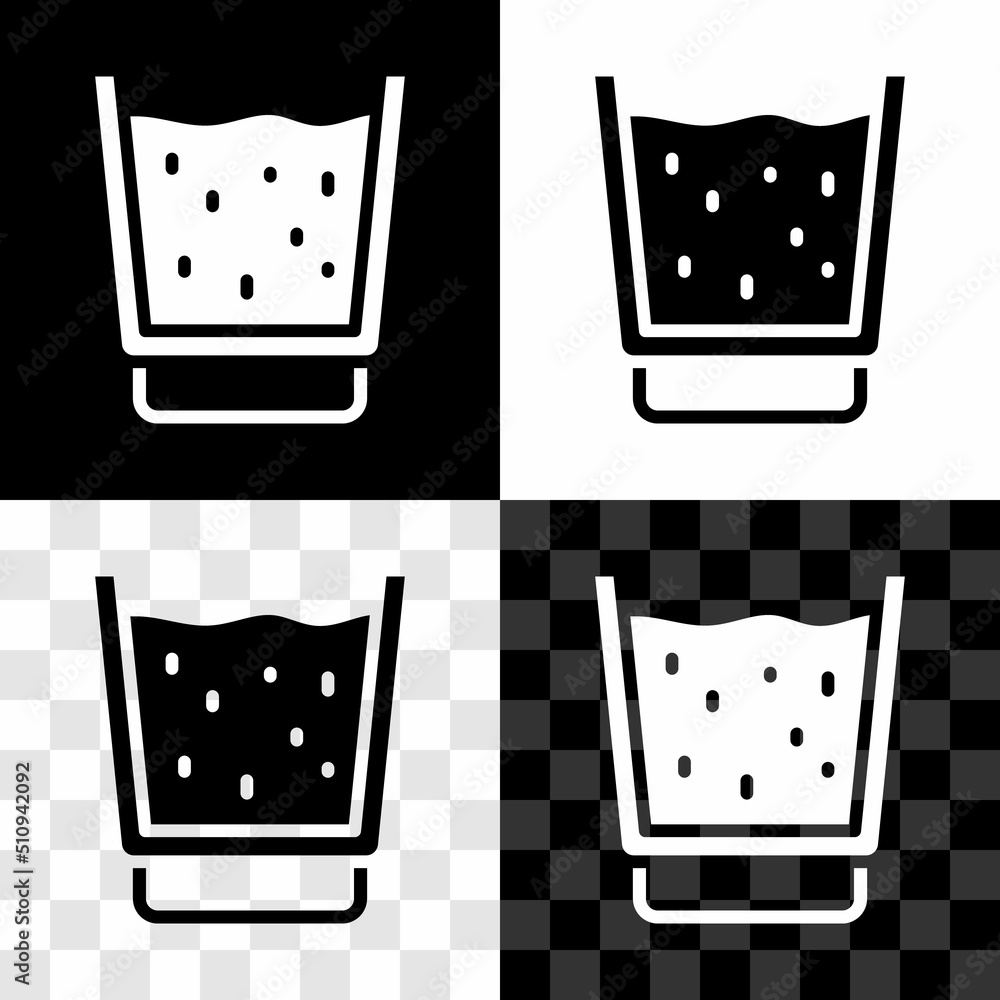 Set Glass with water icon isolated on black and white, transparent background. Soda glass. Vector Set Glass with water icon isolated on black and white, transparent background. Soda glass. Vector