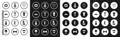 Set Scissors hairdresser and shield, Shaving razor, Mustache, beard, brush, Cream lotion cosmetic tube, gel foam and icon. Vector