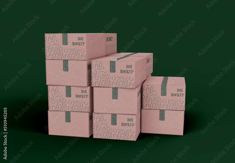 Stack Box Template Stacked Cardboard Boxes Mockup Stock Template | Adobe Stock