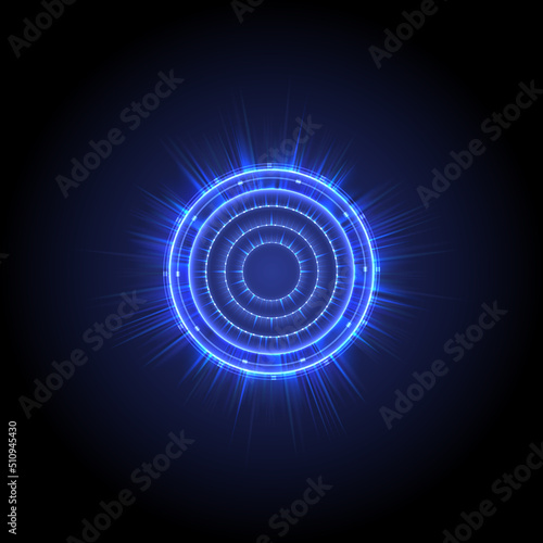 Technology glowing swirl light effect. Futuristic flame swirl universe trail effect. Magic frame ring. Power energy of circular element. Shining neon lights cosmic. Luminous and glint swirling sci-fi