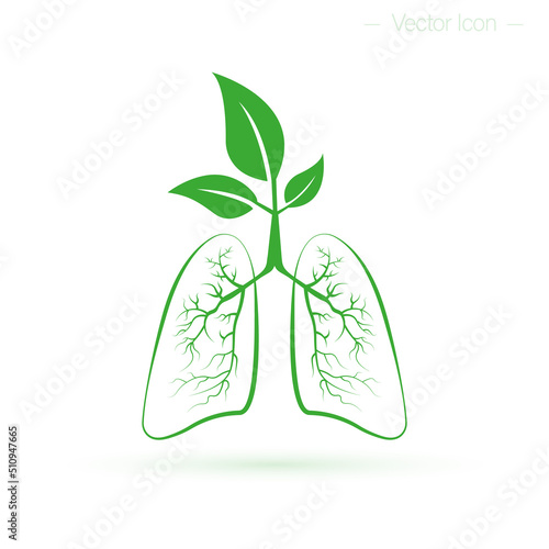 Healthy human lungs. Health, clean air and forest protection concept. Isolated vector illustration