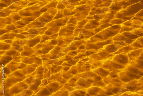 Realistic illustration of the reflection on the surface of the water in the river. Background of corrugated pattern of clean water sand. View from above. Abstract background.