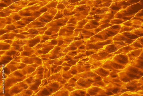 Realistic vector illustration of the reflection on the surface of the water in the river. Background of corrugated pattern of clean water sand. View from above. Abstract background. 