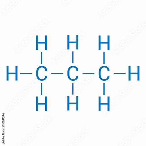 chemical structure of propane (C3H8)