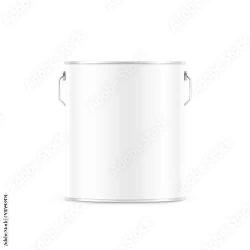 Realistic metal bucket with a handle. Vector illustration isolated on white background. Perfect for your design. EPS10.