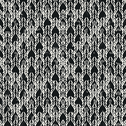 Monochrome Distressed Knit Textured Chevron Pattern