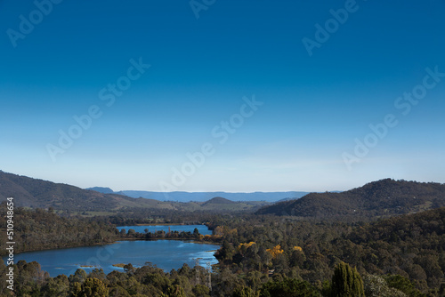 A beautiful landscape of mountains and lakes in Australia