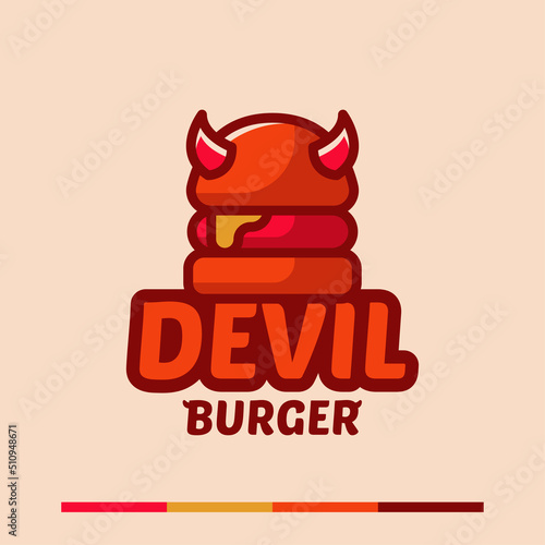 minimalist simple devil burger logo concept