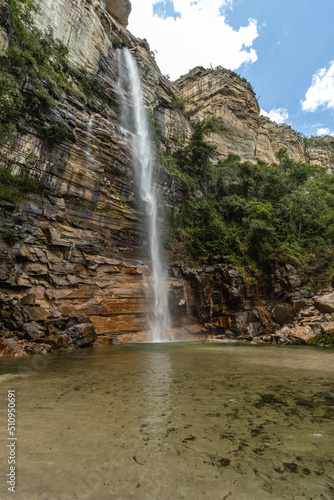 waterfall and river in the city of Itua  u  State of Bahia  Brazil