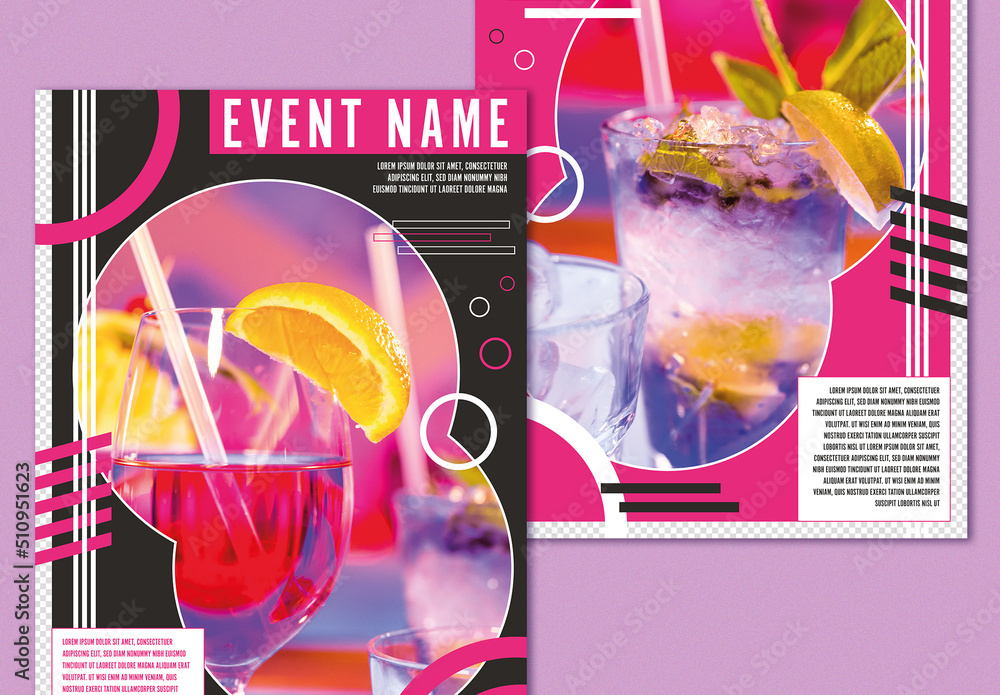 Layout Event Program Design Color Pink Pink and Black Event Posters Stock Template | Adobe Stock