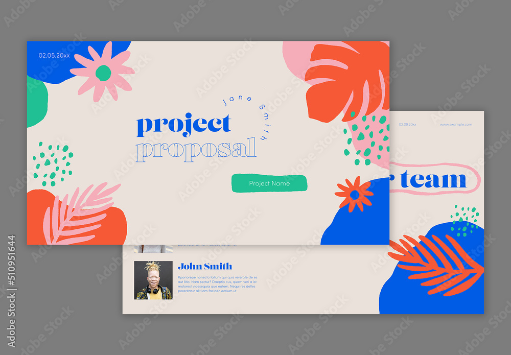 Modelo de Creative Colorful Pitch Deck Layout with Shapes do Stock ...