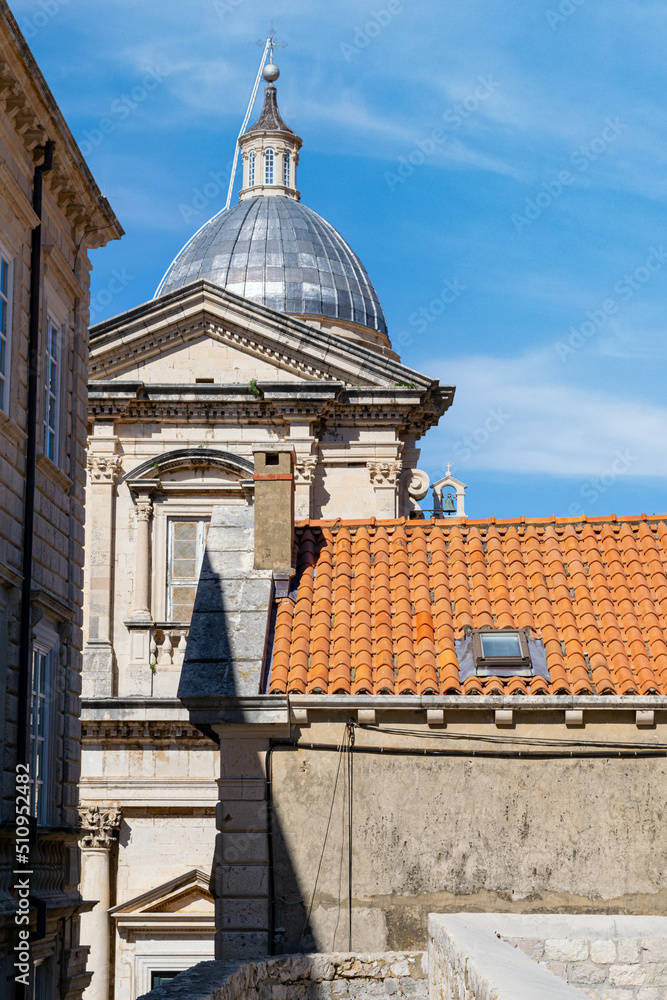 Rooftop view of Dubrovnik Cathedral in Old town