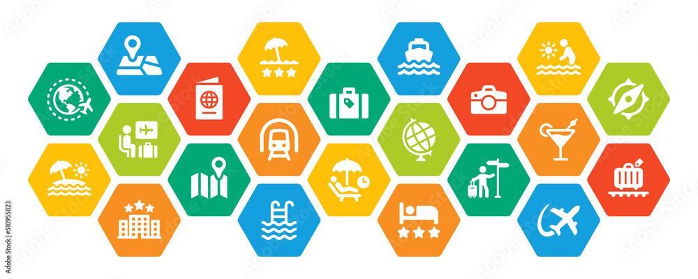 Travel icon collection in graphic design. Travel icon collection in graphic design.
