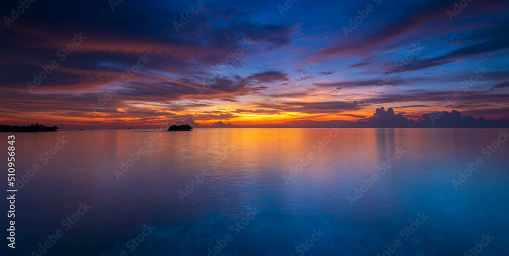 Sunset on Maldives paradise island holiday resort Sunset on Maldives paradise island holiday resort