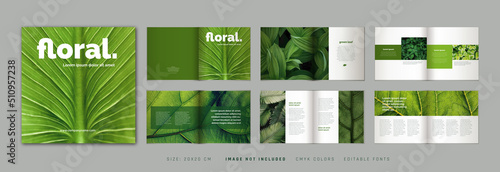 Square Book of floral naute green professional modern template
