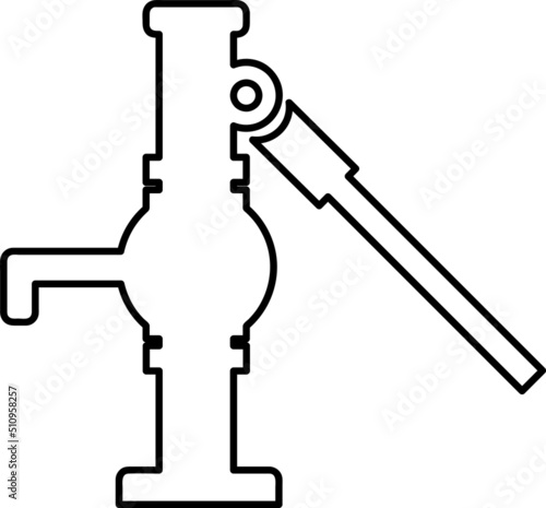 Deep well hand pump or manual pump vector icon line art on white