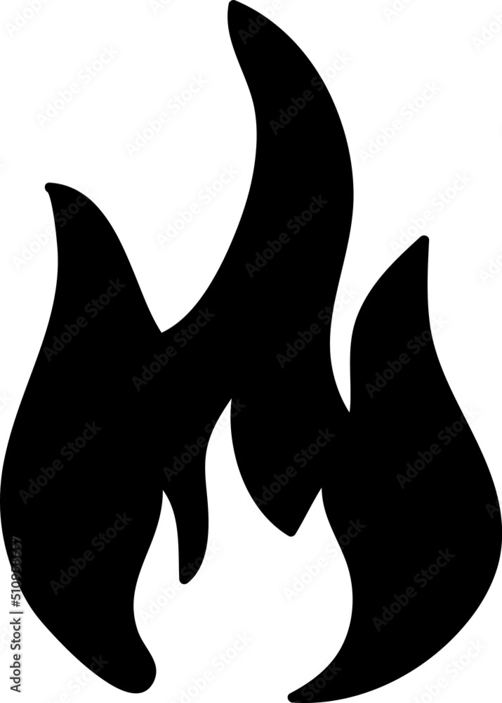 Fire Icon. Flat black pictogram. Illustration symbol..eps