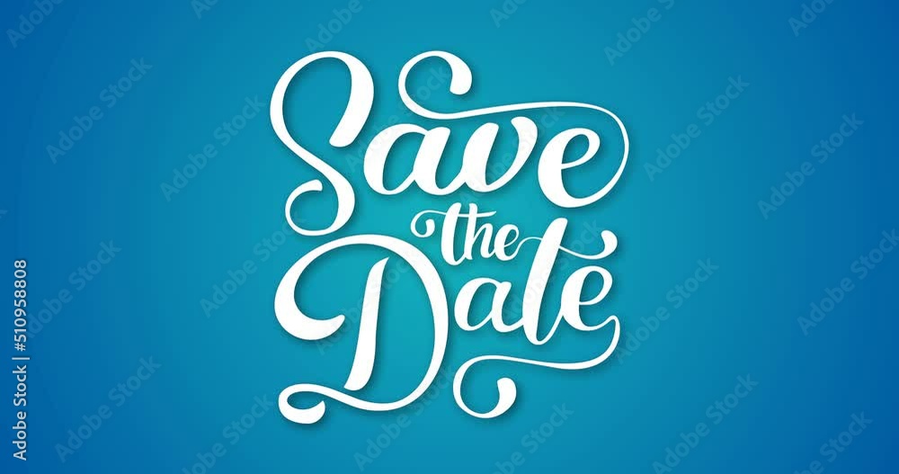 Animated Save the Date text in white color on the blue screen and black screen alpha channel. This animation is suitable for wedding invitation title videos Animated Save the Date text in white color on the blue screen and black screen alpha channel. This animation is suitable for wedding invitation title videos
