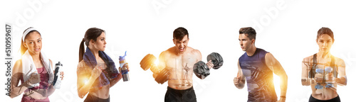 Double exposure of sporty p...