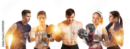 Double exposure of sporty p...