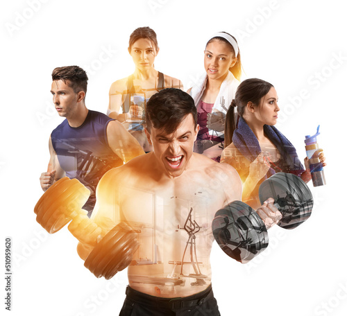 Double exposure of sporty p...