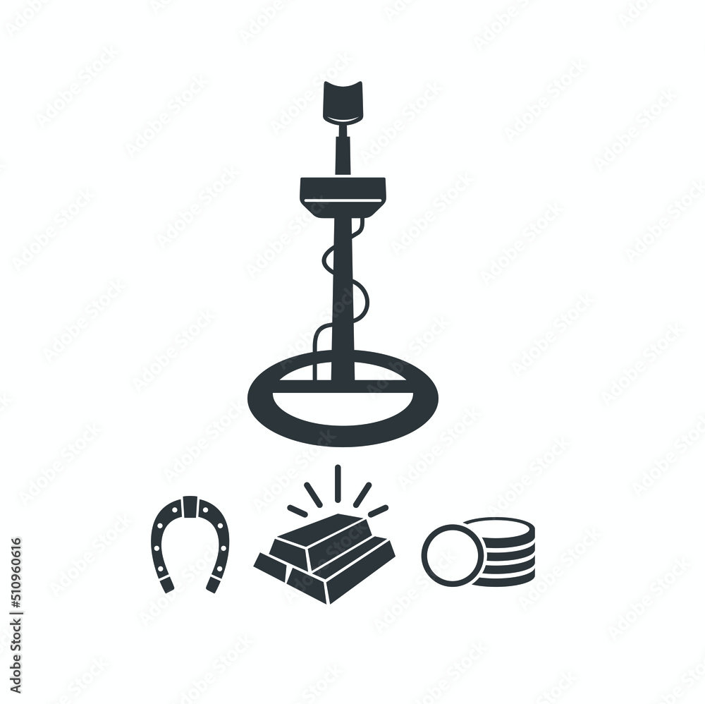 gold and metal detector illustration, vector art. gold and metal detector illustration, vector art.