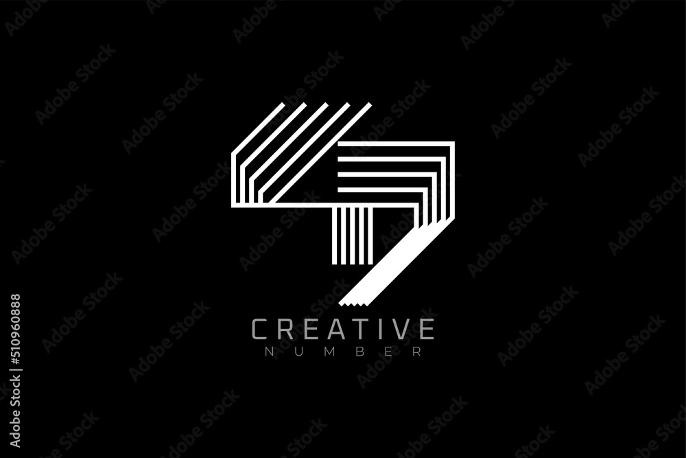 Number 47 Logo, modern and creative number 47 multi line style, usable for brand, anniversary and business logos, flat design logo template, vector illustration Number 47 Logo, modern and creative number 47 multi line style, usable for brand, anniversary and business logos, flat design logo template, vector illustration