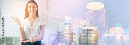 Banner with businesswoman, ...
