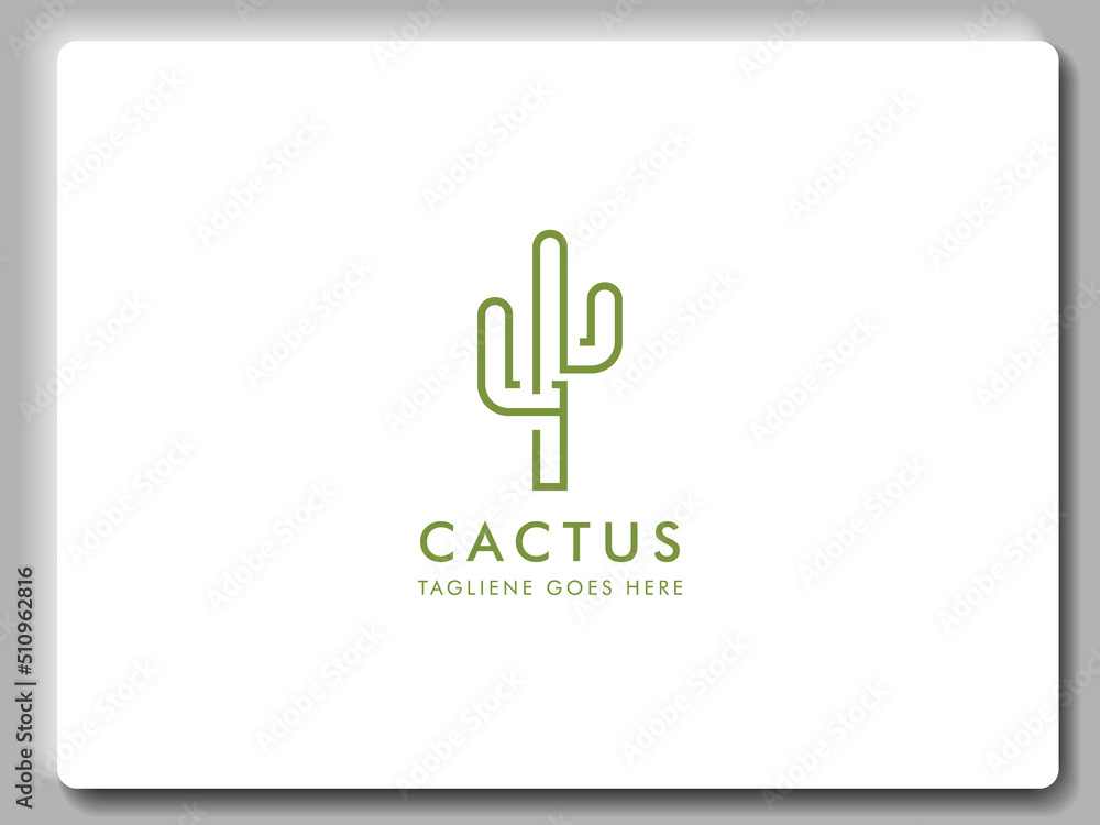 Linear Art Cactus Logo Design. Outline Cactus Line Art Logo Vector Illustration Design. Linear Art Cactus Logo Design. Outline Cactus Line Art Logo Vector Illustration Design.