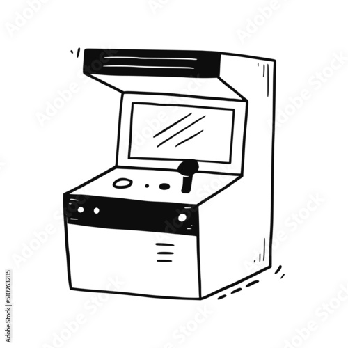 Video game arcade machine. Retro game control. Vector illustration isolated.
