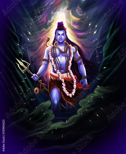 Fotografie, Obraz Lord Shiva (Hindu God) walking through Himalaya