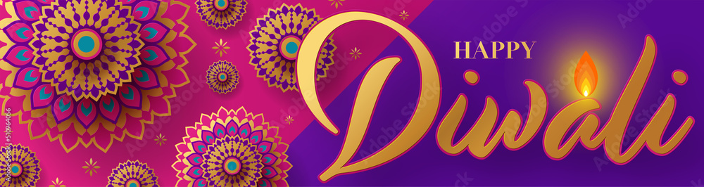 Obraz premium Happy diwali, deepavali the indian festival