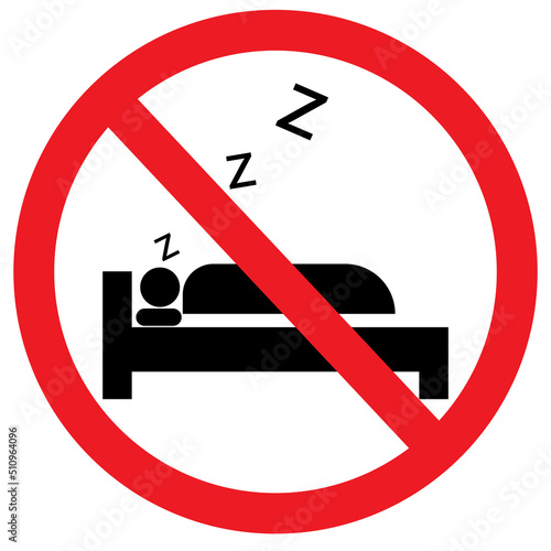 No sleeping icon on white background. sleeping is not allowed here sign. no pillow symbol. flat style.