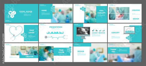Medical presentation corporate identity healthcare Geometric cover, Brochure template design, flyer, leaflets decoration for printing, Blurred image for example