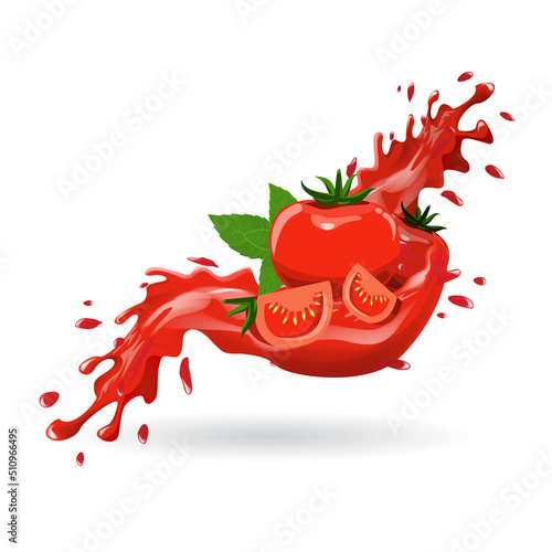Tomato with juicy splash for your design.