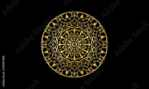 Golden pattern mandala design luxury ornamental mandala background design in gold color© Hasina