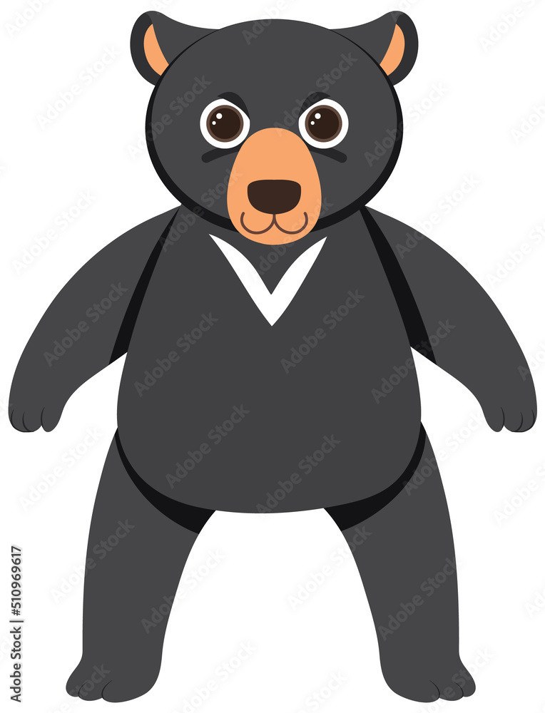 Cute black bear in flat cartoon style Stock Vector | Adobe Stock