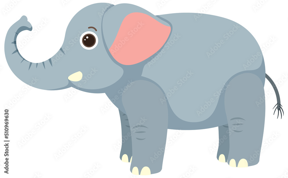 Cute elephant in flat cartoon style Cute elephant in flat cartoon style