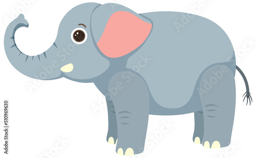 Cute elephant in flat cartoon style