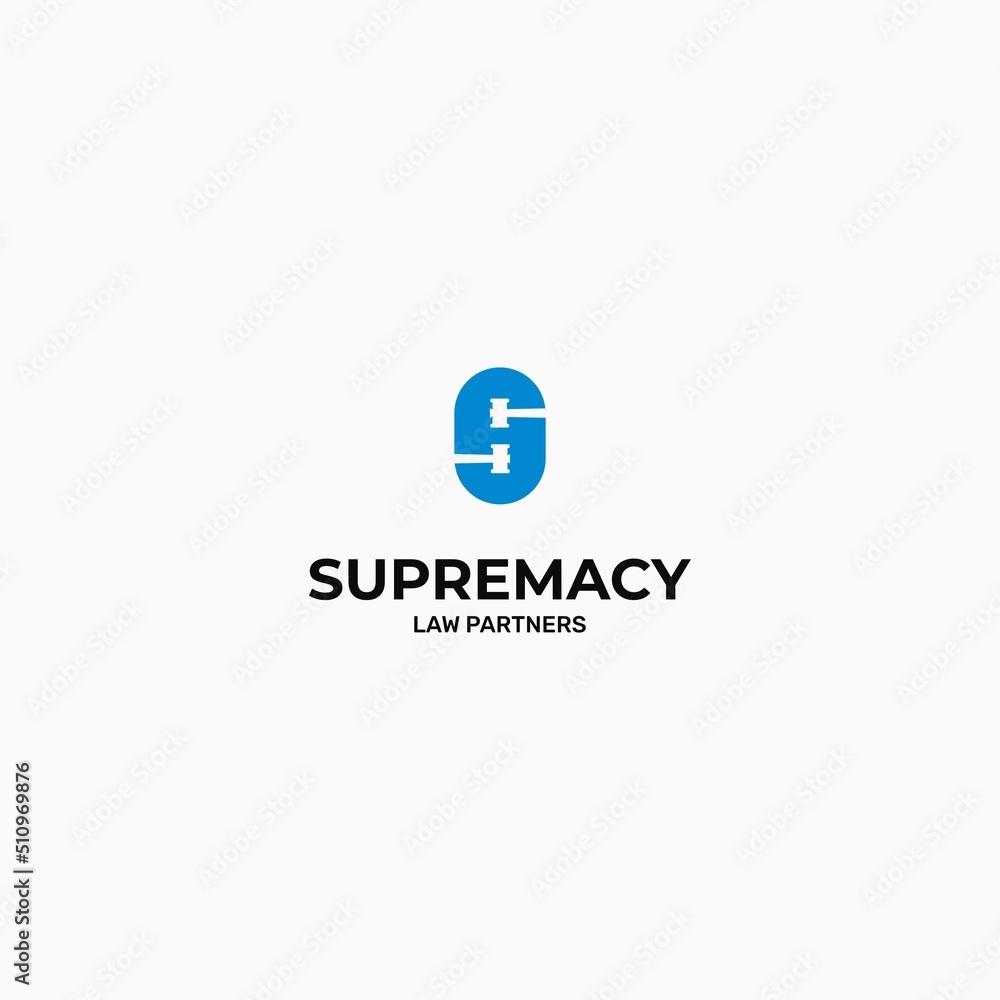 Supreme judge hammer logo design concept letter S Supreme judge hammer logo design concept letter S