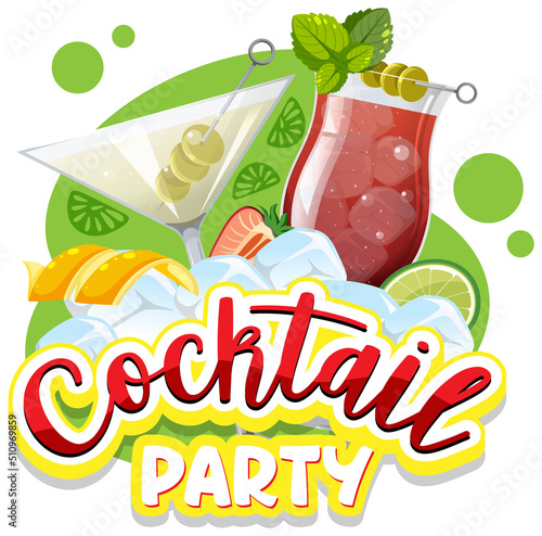 A cocktail party banner text