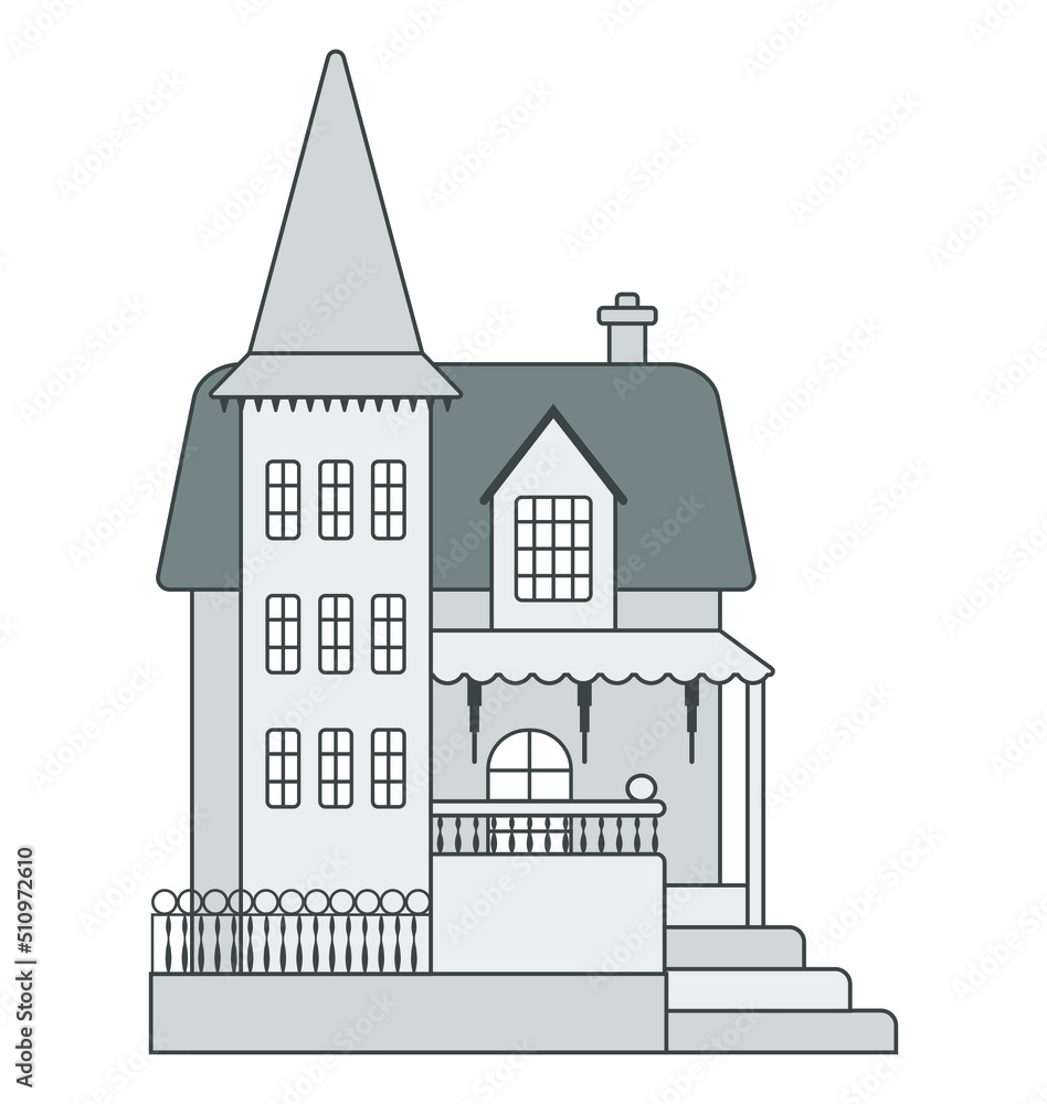 Gray house with an extension, porch and canopy Gray house with an extension, porch and canopy