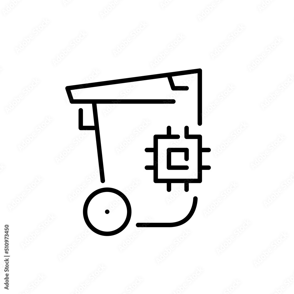 Smart waste management. Garbage bin with chip. Pixel perfect, editable stroke line icon Smart waste management. Garbage bin with chip. Pixel perfect, editable stroke line icon