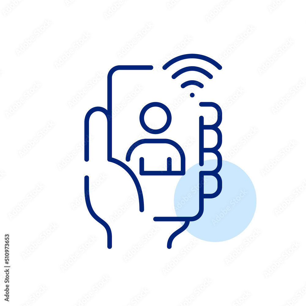 Secure remote control app connection. Pixel perfect, editable stroke line art icon Secure remote control app connection. Pixel perfect, editable stroke line art icon